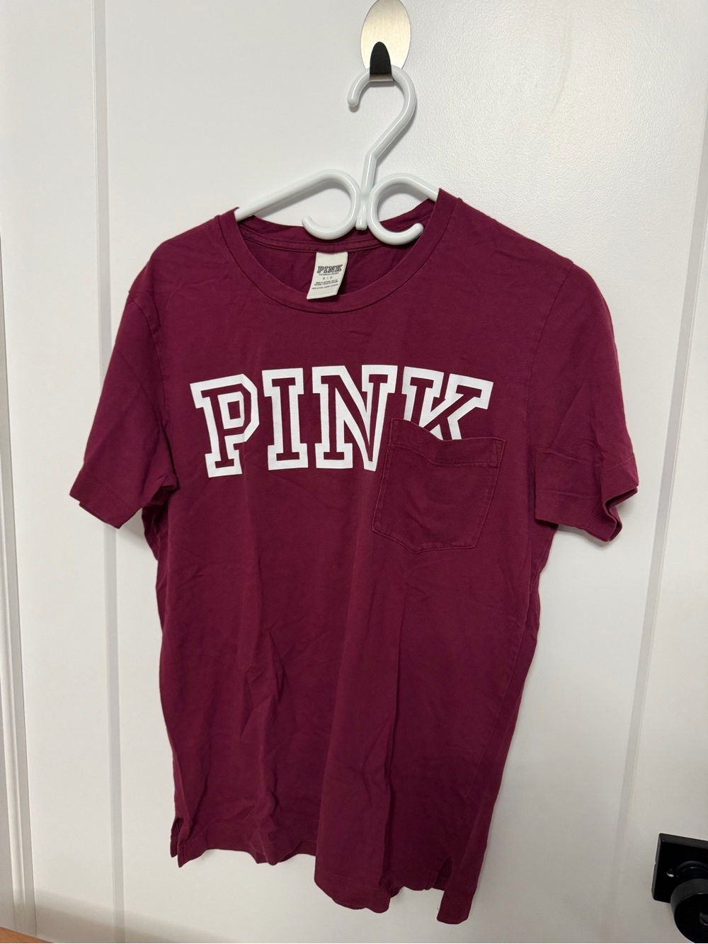 PINK Victoria's Secret Maroon Short-Sleeve Pocket Tee